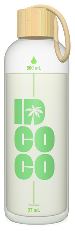 Garrafa de vidro IDCoco com tampa de bambu