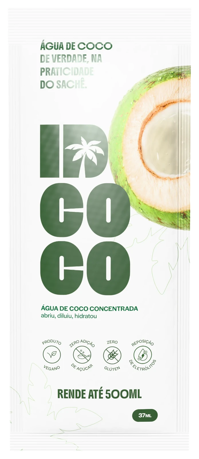 Frente do sachê IDCoco de 37 ml